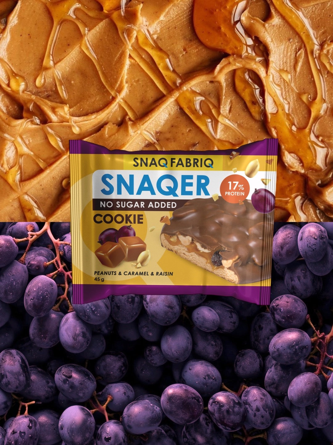Печенье Snaq Fabriq - Арахис с изюмом и солёной карамелью 45 г