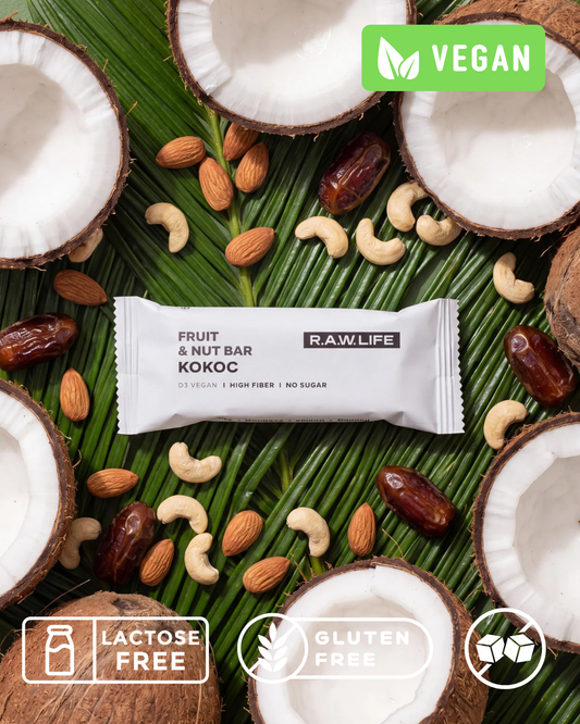 Орехово-фруктовый vegan батончик "Кокос" R.A.W. LIFE - 47 г