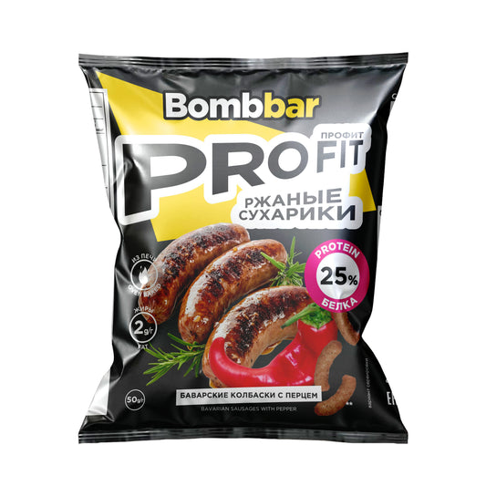 Протеиновые сухарики BOMBBAR  - Баварские колбаски 50г