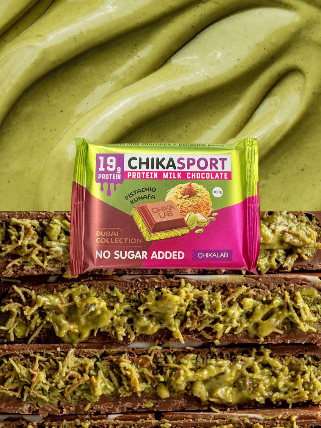 Шоколад Chikalab Dubai с хрустящей фисташковой пастой 100г