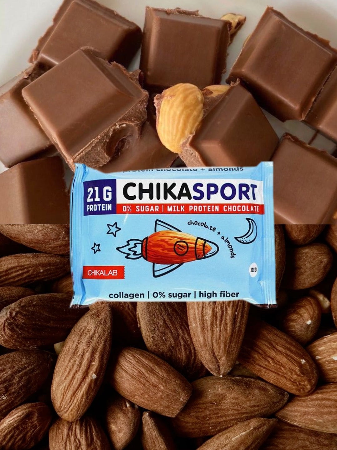 Шоколад Chikalab Молочный с миндалём 100г