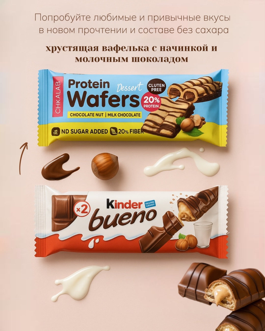 Вафли Chikalab Шоколадно-ореховый десерт 40г